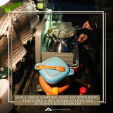 UCO 4-Piece Camping Mess Kit with Bowl, Plate and 3-in-1 Spork Utensil Set Outdoor Kitchenware