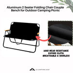 Aluminum 2 Seater Folding Chair Couple Bench for Outdoor Camping Picnic