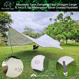 Mountain Tapir Camping Tarp Octagon Large 5.1m x 5.1m Waterproof Silver Coated Flysheet