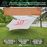 Mountain Tapir Camping Tarp Octagon Large 5.1m x 5.1m Waterproof Silver Coated Flysheet