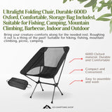 Ultralight Folding Chair Durable 600D Oxford Comfortable Storage Bag Included
