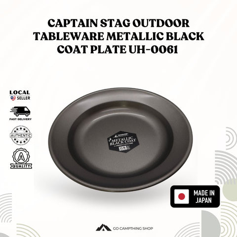 Captain Stag Outdoor Tableware Metallic Black Coat Plate UH-0061 Made in Japan