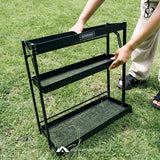5050WORKSHOP Folding Shelf 3 Tier Steel Rack Camping Table Organizer