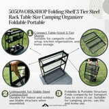 5050WORKSHOP Folding Shelf 3 Tier Steel Rack Camping Table Organizer