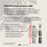 5050WORKSHOP Stainless Steel Camping Spice Mill Grinder