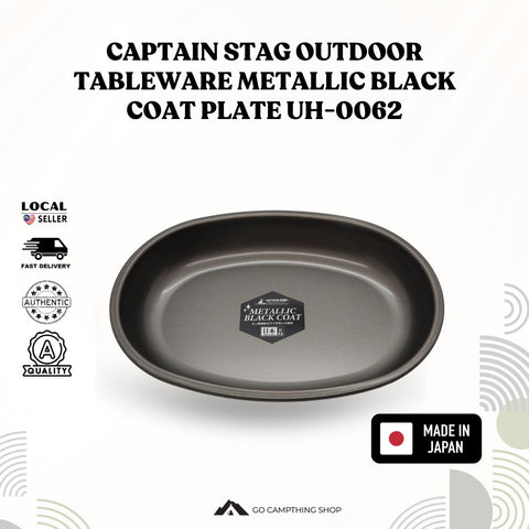 Captain Stag Outdoor Tableware Metallic Black Coat Oval Plate  UH-0062 Made in Japan