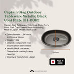 Captain Stag Outdoor Tableware Metallic Black Coat Oval Plate  UH-0062 Made in Japan