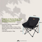 Foldable & Sturdy Moon Chair for Outdoor Camping Picnic Thickened Backrest