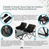 Foldable & Sturdy Moon Chair for Outdoor Camping Picnic Thickened Backrest