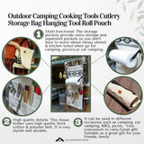 Outdoor Camping Cooking Tools Cutlery Storage Bag Hanging Tool Roll Pouch