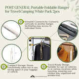POST GENERAL Portable Foldable Hanger for Travel Camping White Pack 2pcs