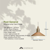 POST GENERAL Type 2 Hang Lamp Beige Colour