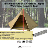 Pyramid Excursion 4 Persons Teepee Waterproof Camping Tent 240x210x162cm