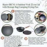 Skater IRCN1-A Outdoor Wok 23 cm Lid with Storage Bag Camping Frying Pan