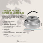 Trangia Kettle Series 25 Large 0.9L Aluminium Lightweight for Camping Outdoor Glamping Hiking