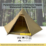 Pyramid Excursion 4 Persons Teepee Waterproof Camping Tent