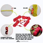 Camping Rope, Tent Rope Set of 4, Polyester Reflective Guy Line Wind Rope, 3mm 4m Long with Aluminum Universal Fitting, Rope Tensioner, Camping Equipment