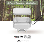 Mestin 3 pieces set Aluminum Rice with Rice Cooker, Folding Stove & Steaming Rack Included Camping Equipment, Mountain Climbing Bento Box