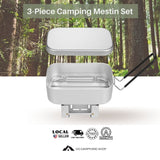 Mestin 3 pieces set Aluminum Rice with Rice Cooker, Folding Stove & Steaming Rack Included Camping Equipment, Mountain Climbing Bento Box
