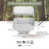 Mestin 3 pieces set Aluminum Rice with Rice Cooker, Folding Stove & Steaming Rack Included Camping Equipment, Mountain Climbing Bento Box