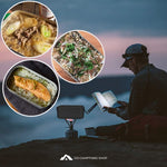 Mestin 3 pieces set Aluminum Rice with Rice Cooker, Folding Stove & Steaming Rack Included Camping Equipment, Mountain Climbing Bento Box