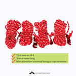 Camping Rope, Tent Rope Set of 4, Polyester Reflective Guy Line Wind Rope, 3mm 4m Long with Aluminum Universal Fitting, Rope Tensioner, Camping Equipment