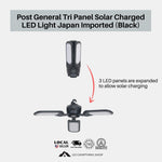 POST GENERAL 982070019 Tri-Panel Solar Charged LED Light (Black Color)