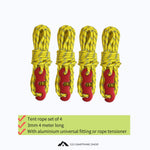 Camping Rope, Tent Rope Set of 4, Polyester Reflective Guy Line Wind Rope, 3mm 4m Long with Aluminum Universal Fitting, Rope Tensioner, Camping Equipment