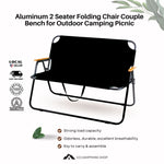 Aluminum 2 Seater Folding Chair Couple Bench for Outdoor Camping Picnic