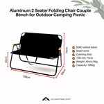 Aluminum 2 Seater Folding Chair Couple Bench for Outdoor Camping Picnic