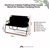 Aluminum 2 Seater Folding Chair Couple Bench for Outdoor Camping Picnic