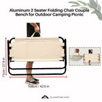 Aluminum 2 Seater Folding Chair Couple Bench for Outdoor Camping Picnic