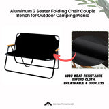 Aluminum 2 Seater Folding Chair Couple Bench for Outdoor Camping Picnic