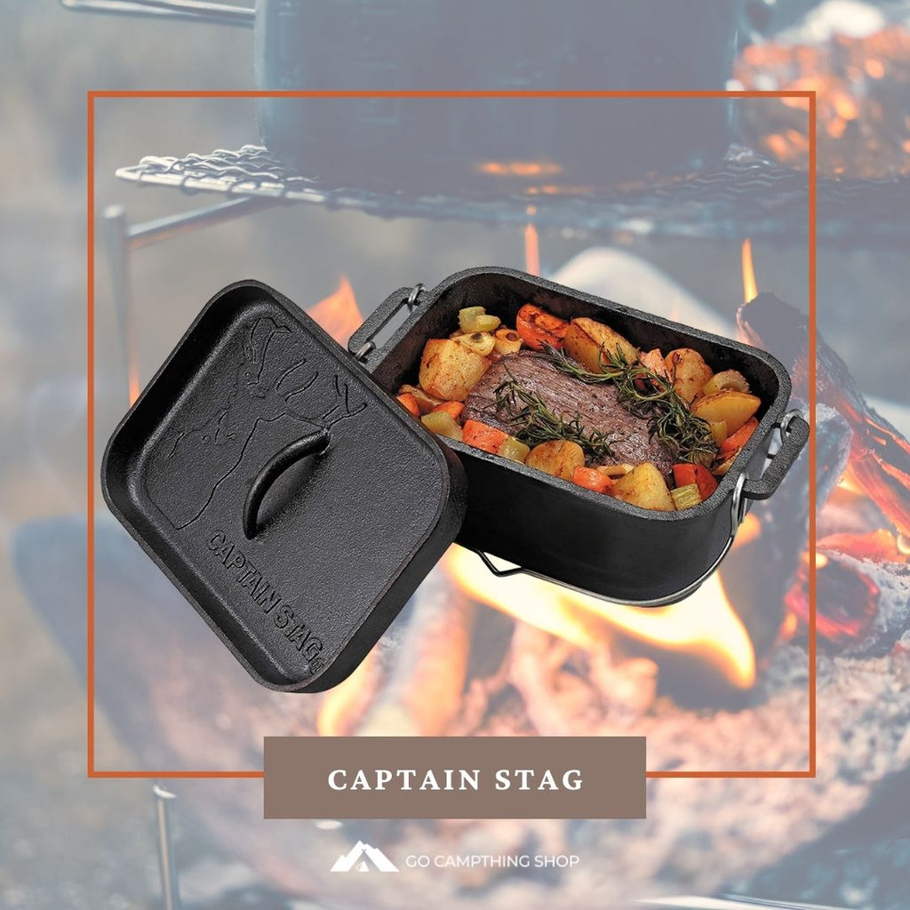 CAPTAIN STAG UG-3063 Square Shape Dutch Oven Iron cast Outdoor