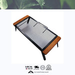 Camping Foldable Bonfire Outdoor Table Steel Field Rack with Wooden Edge
