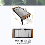 Camping Foldable Bonfire Outdoor Table Steel Field Rack with Wooden Edge