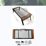 Camping Foldable Bonfire Outdoor Table Steel Field Rack with Wooden Edge