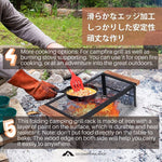 Camping Foldable Bonfire Outdoor Table Steel Field Rack with Wooden Edge