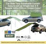 Car Side Tarp Sunshade Curtain Easy to set up 3-4 People Large 440x200cm Army Green