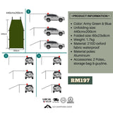 Car Side Tarp Sunshade Curtain Easy to set up Single Use 3-4 People Large 440x200cm Blue
