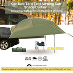 Car Side Tarp Tent Awning Sun Shade Curtain UV Protection Army Green Color