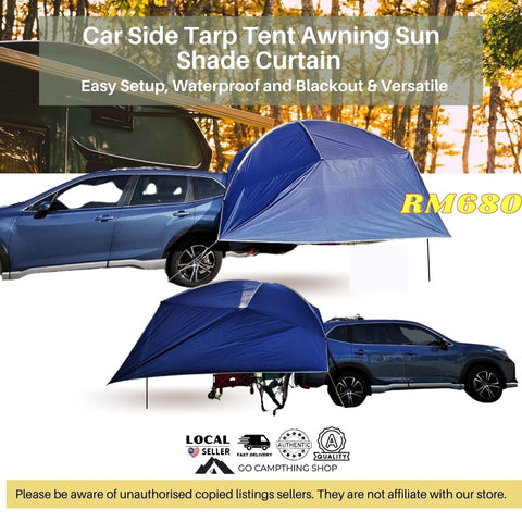 Car Side Tarp Tent Awning Sun Shade Curtain UV Protection Navy Blue Color