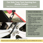 Car Side Tarp Tent Awning Sun Shade Curtain UV Protection Navy Blue Color
