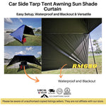 Car Side Tarp Tent Awning Sun Shade Curtain UV Protection Navy Blue Color