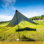 Hexagon Camping Tarp Large 5 meter Outdoor Waterproof Flysheet With Poles Green Grey Color
