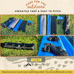 Hexagon Camping Tarp Large 5 meter Outdoor Waterproof Flysheet With Poles Blue Grey Color
