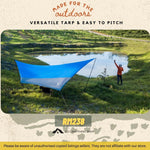 Hexagon Camping Tarp Large 5 meter Outdoor Waterproof Flysheet With Poles Blue Grey Color