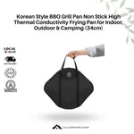 Korean Style BBQ Grill Pan Non-Stick High Thermal Conductivity Frying Pan for Indoor, Outdoor & Camping (34cm)