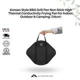 Korean Style BBQ Grill Pan Non-Stick High Thermal Conductivity Frying Pan for Indoor, Outdoor & Camping (34cm)