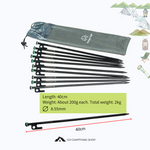 Mountain Tapir 10 pc Pegs Stake 40 cm for Camping Outdoor Ground Nail Tent Flysheet Metal Peg Black